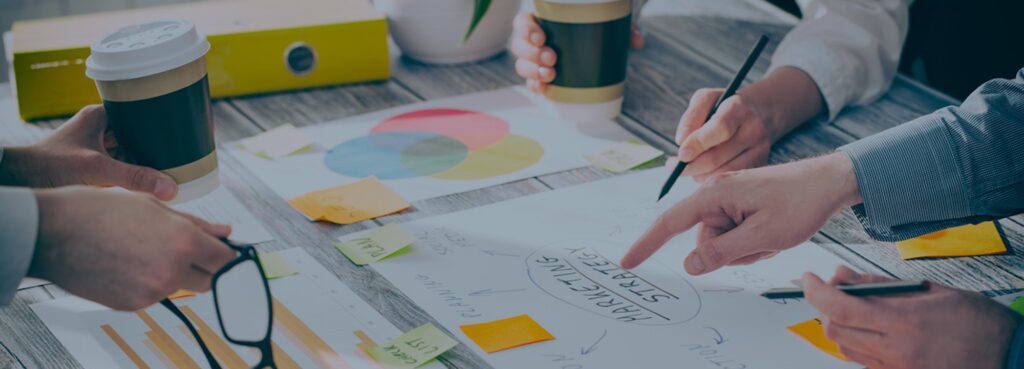 working with sticky notes at table