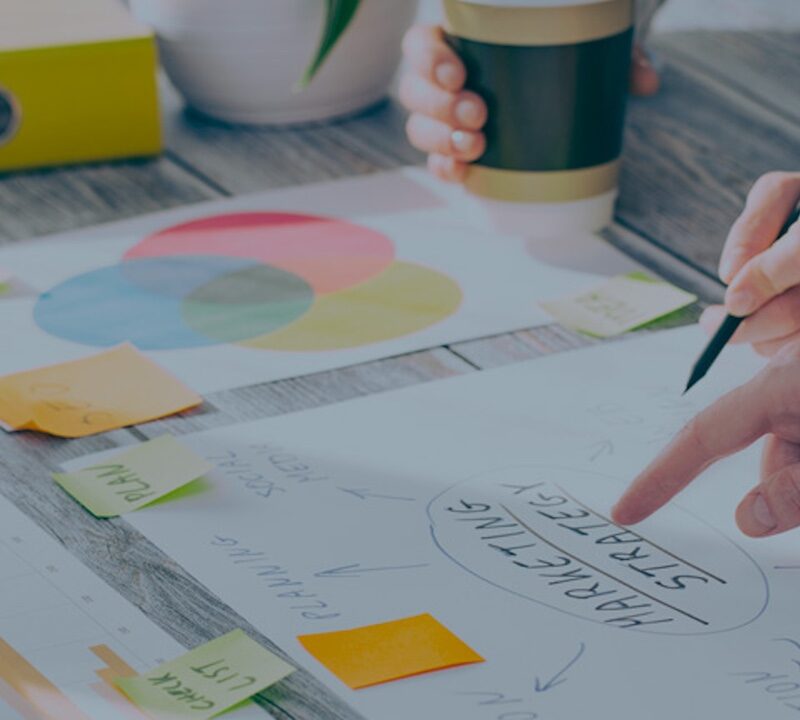 working with sticky notes at table